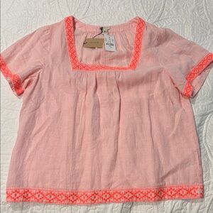 J. Crew Light Pink Blouse with Neon Accents